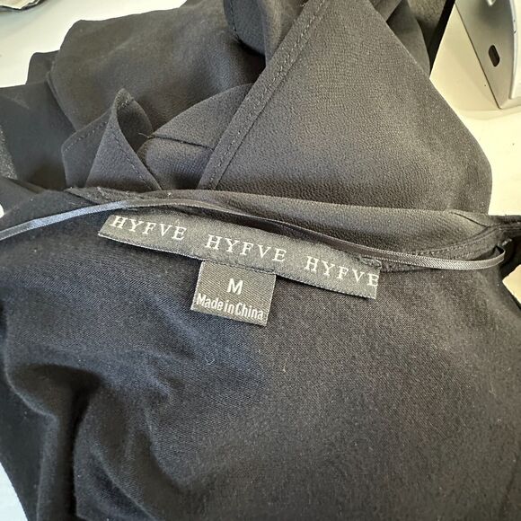 Hyfve Black Draped Sleeveless Faux Wrap Midi Dress Med - Picture 6 of 11